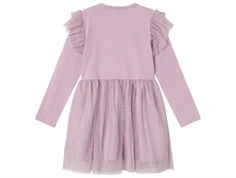 Lilla kjole med tylskørt og flæser på skuldrerne i tyl fra Name It 13236208 lavender mist